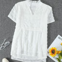 Small White Swiss Dot Short Sleeve Top