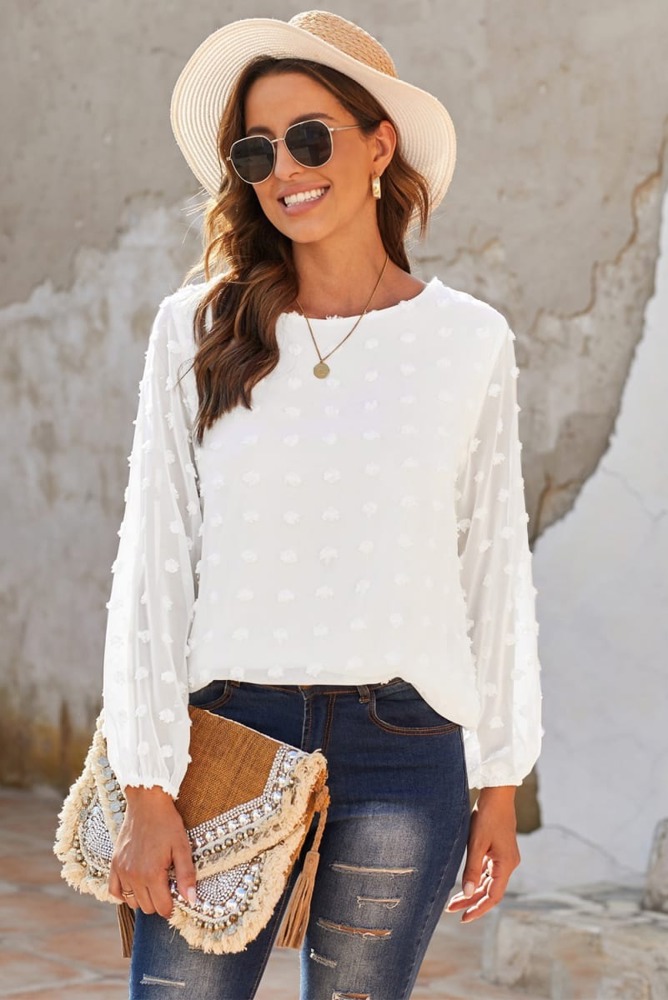 Long Sleeve Swiss Dot Top