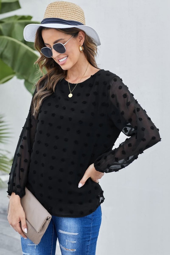 Long Sleeve Swiss Dot Top