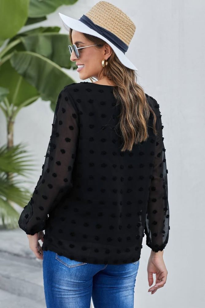 Long Sleeve Swiss Dot Top