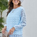 Small Blue Long Sleeve Swiss Dot Top