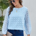 Small Blue Long Sleeve Swiss Dot Top