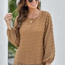 Small Brown Long Sleeve Swiss Dot Top