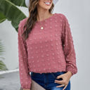 Small Red Long Sleeve Swiss Dot Top