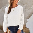 Large White Long Sleeve Swiss Dot Top