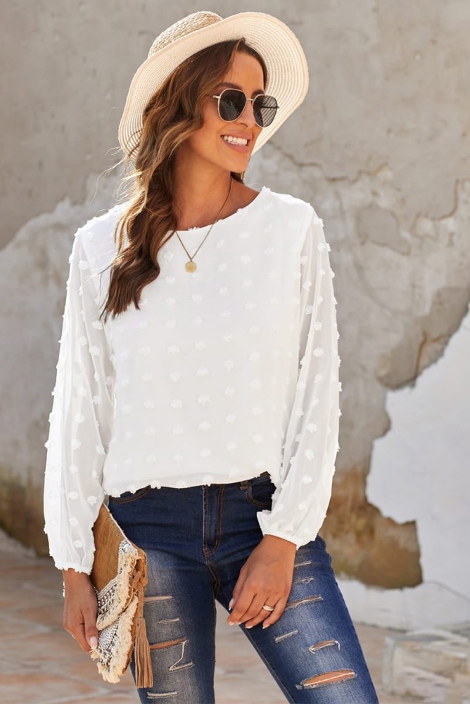 Long Sleeve Swiss Dot Top