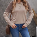 Large Khaki Colorblock Raglan Top