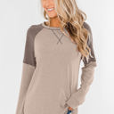 Small Khaki Colorblock Raglan Top