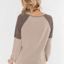 Small Khaki Colorblock Raglan Top