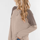 Small Khaki Colorblock Raglan Top