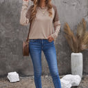 Small Khaki Colorblock Raglan Top