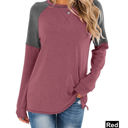 Large Red Colorblock Raglan Top