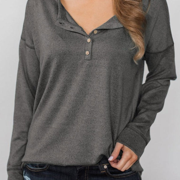 Everyday Buttoned Long Sleeve Top