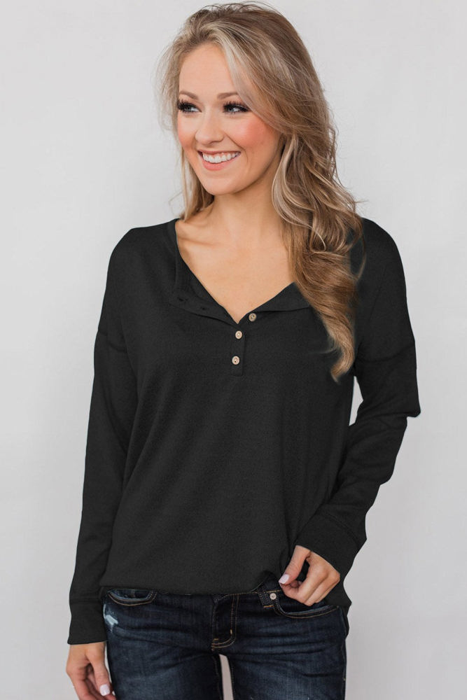 Everyday Buttoned Long Sleeve Top