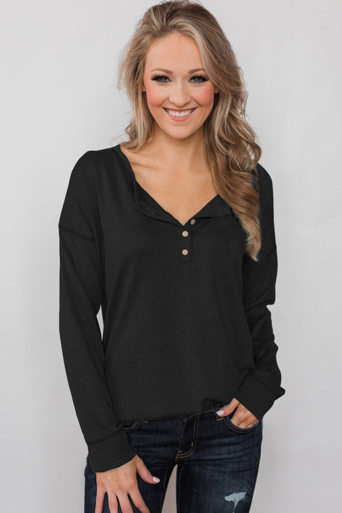 Everyday Buttoned Long Sleeve Top