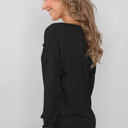 Small Black Everyday Buttoned Long Sleeve Top