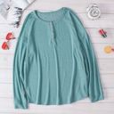 Medium Blue Everyday Buttoned Long Sleeve Top