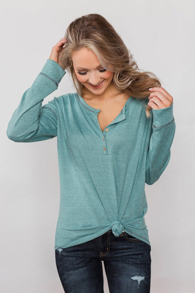 Everyday Buttoned Long Sleeve Top