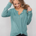 Small Blue Everyday Buttoned Long Sleeve Top