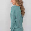 Small Blue Everyday Buttoned Long Sleeve Top