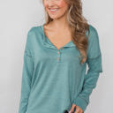 Small Blue Everyday Buttoned Long Sleeve Top