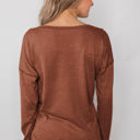 Small Brown Everyday Buttoned Long Sleeve Top