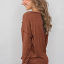 Small Brown Everyday Buttoned Long Sleeve Top