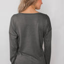 Small Gray Everyday Buttoned Long Sleeve Top