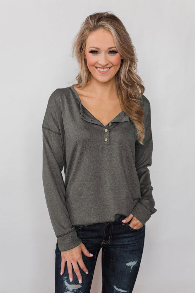 Everyday Buttoned Long Sleeve Top