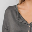 Small Gray Everyday Buttoned Long Sleeve Top