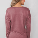 Small Red Everyday Buttoned Long Sleeve Top