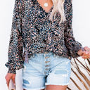 Large Black Impressionist Print Tassel Top