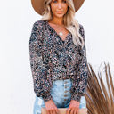 Small Black Impressionist Print Tassel Top