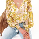 Medium Yellow Impressionist Print Tassel Top