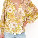 Small Yellow Impressionist Print Tassel Top