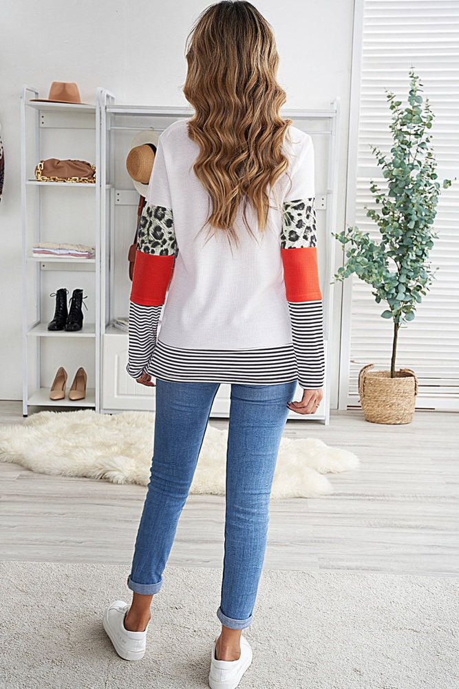 Colorblock Leopard Stripe Top