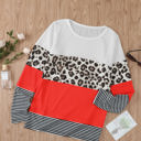  Colorblock Leopard Stripe Top