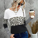 Small Black Colorblock Leopard Stripe Top