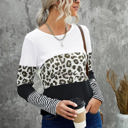 Small Black Colorblock Leopard Stripe Top