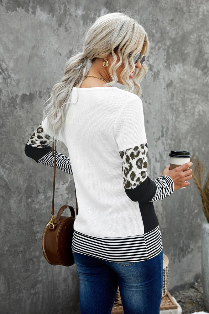 Colorblock Leopard Stripe Top