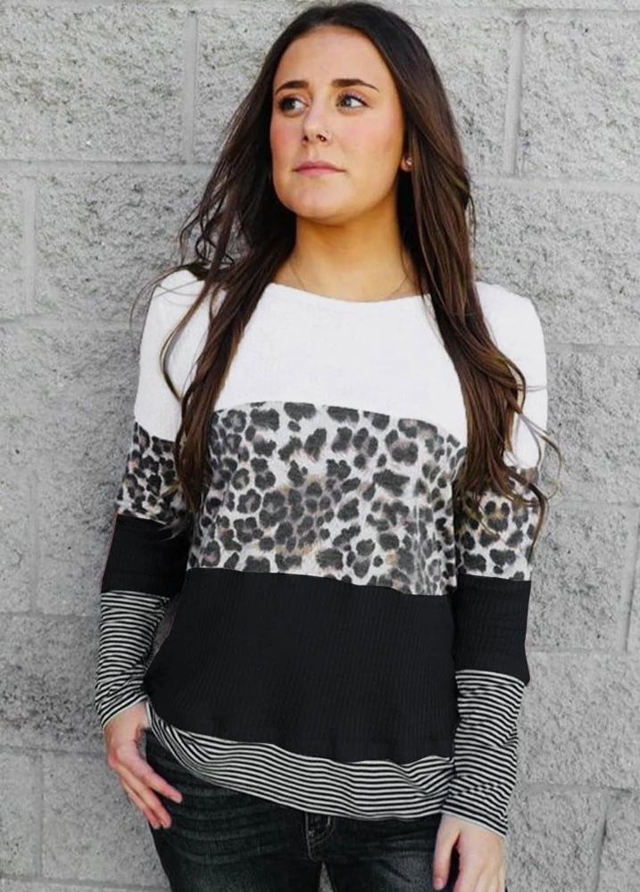 Colorblock Leopard Stripe Top