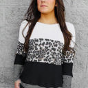 Small Black Colorblock Leopard Stripe Top