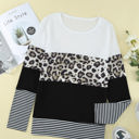 Small Black Colorblock Leopard Stripe Top