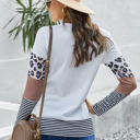 Small Brown Colorblock Leopard Stripe Top