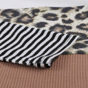 Small Brown Colorblock Leopard Stripe Top