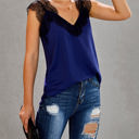 Large Blue Gorgeous Lace Shoulder Top