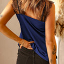 Small Blue Gorgeous Lace Shoulder Top