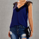 Small Blue Gorgeous Lace Shoulder Top