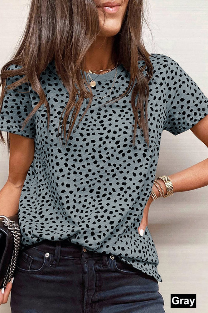 Short Sleeve Spotted Tee T Shirt Top