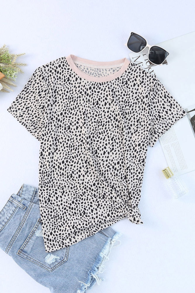 Short Sleeve Spotted Tee T Shirt Top